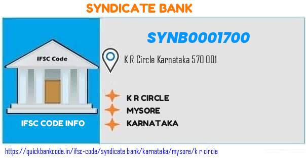 Syndicate Bank K R Circle SYNB0001700 IFSC Code