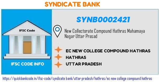 Syndicate Bank Ec New College Compound Hathras SYNB0002421 IFSC Code