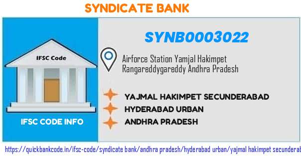 Syndicate Bank Yajmal Hakimpet Secunderabad SYNB0003022 IFSC Code