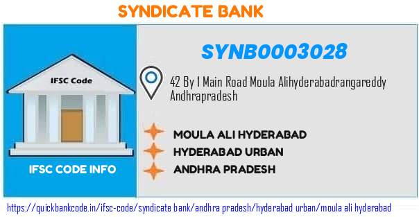 Syndicate Bank Moula Ali Hyderabad SYNB0003028 IFSC Code