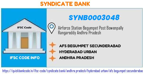 Syndicate Bank Afs Begumpet Secunderabad SYNB0003048 IFSC Code