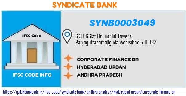 Syndicate Bank Corporate Finance Br SYNB0003049 IFSC Code
