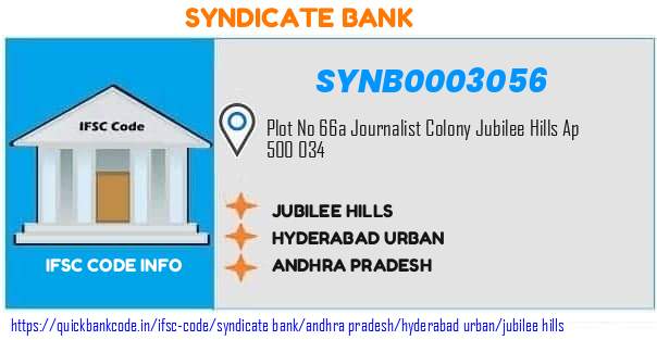 Syndicate Bank Jubilee Hills SYNB0003056 IFSC Code