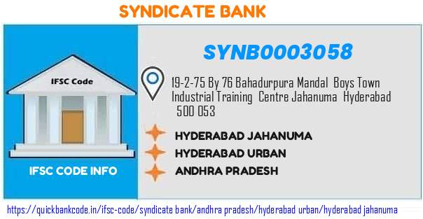 Syndicate Bank Hyderabad Jahanuma SYNB0003058 IFSC Code