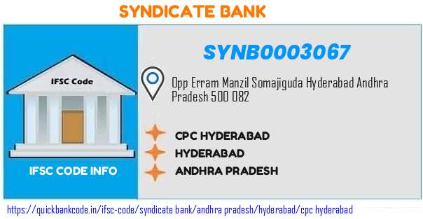 Syndicate Bank Cpc Hyderabad SYNB0003067 IFSC Code