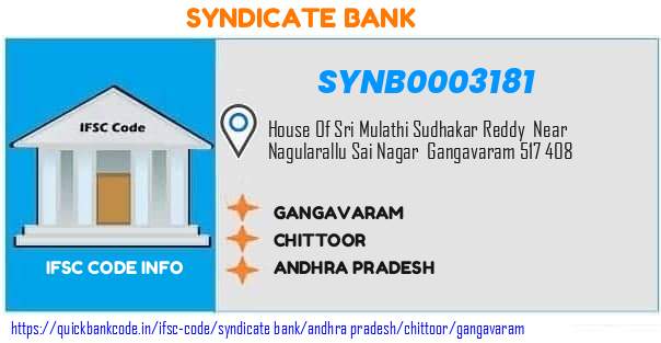 Syndicate Bank Gangavaram SYNB0003181 IFSC Code