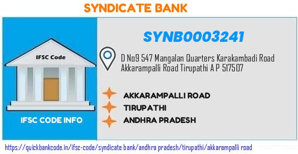 Syndicate Bank Akkarampalli Road SYNB0003241 IFSC Code