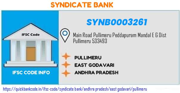 Syndicate Bank Pullimeru SYNB0003261 IFSC Code