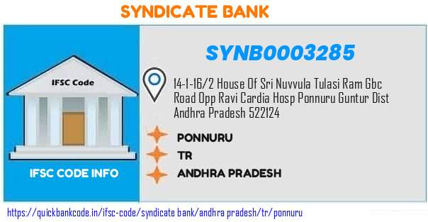 Syndicate Bank Ponnuru SYNB0003285 IFSC Code