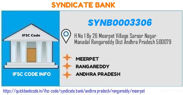 Syndicate Bank Meerpet SYNB0003306 IFSC Code
