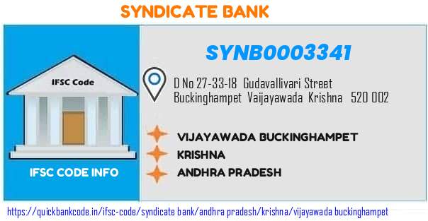 Syndicate Bank Vijayawada Buckinghampet SYNB0003341 IFSC Code