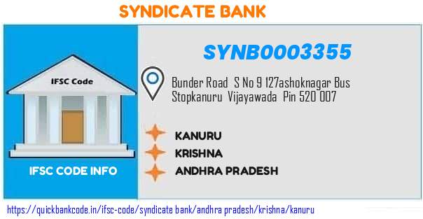 Syndicate Bank Kanuru SYNB0003355 IFSC Code