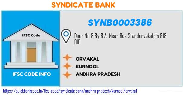Syndicate Bank Orvakal SYNB0003386 IFSC Code
