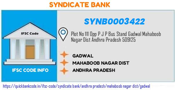 Syndicate Bank Gadwal SYNB0003422 IFSC Code