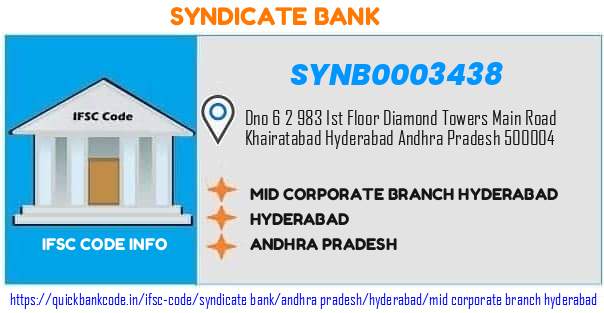 Syndicate Bank Mid Corporate Branch Hyderabad SYNB0003438 IFSC Code