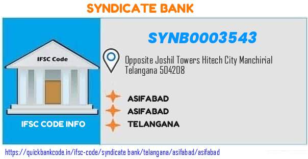 Syndicate Bank Asifabad SYNB0003543 IFSC Code