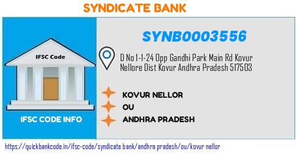 Syndicate Bank Kovur Nellor SYNB0003556 IFSC Code