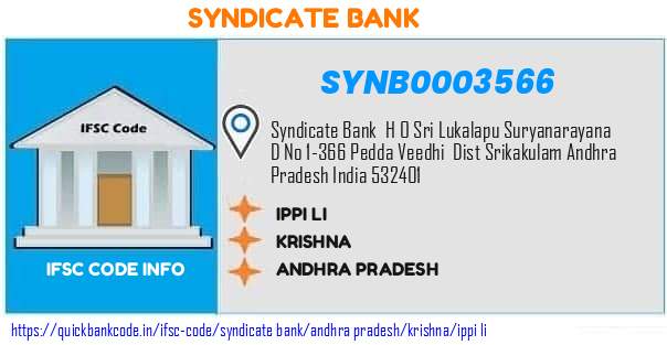 Syndicate Bank Ippi Li SYNB0003566 IFSC Code