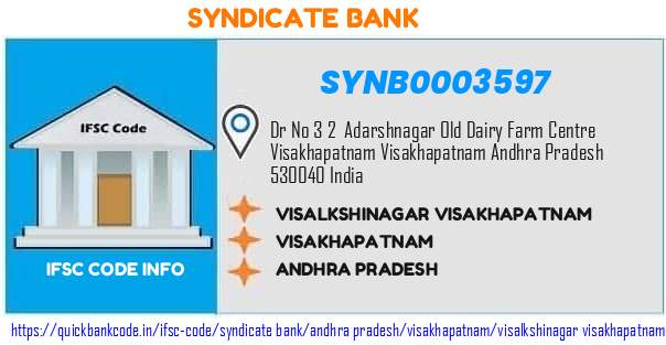 Syndicate Bank Visalkshinagar Visakhapatnam SYNB0003597 IFSC Code