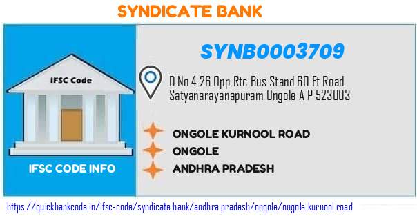 Syndicate Bank Ongole Kurnool Road SYNB0003709 IFSC Code