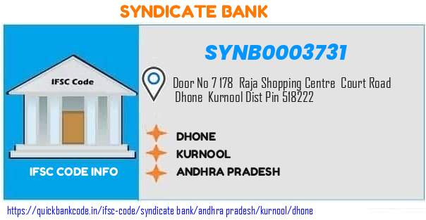 Syndicate Bank Dhone SYNB0003731 IFSC Code