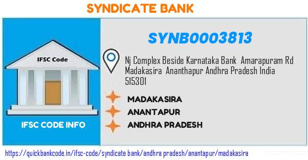 Syndicate Bank Madakasira SYNB0003813 IFSC Code