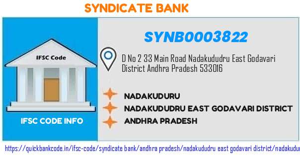 Syndicate Bank Nadakuduru SYNB0003822 IFSC Code