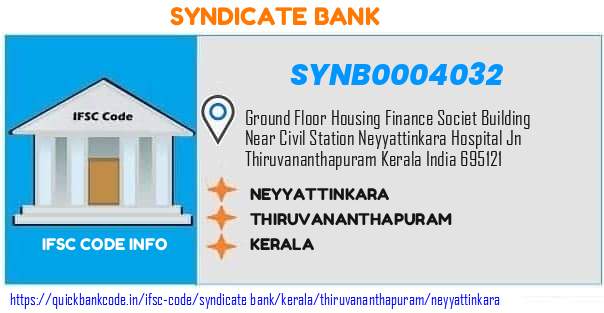 Syndicate Bank Neyyattinkara SYNB0004032 IFSC Code