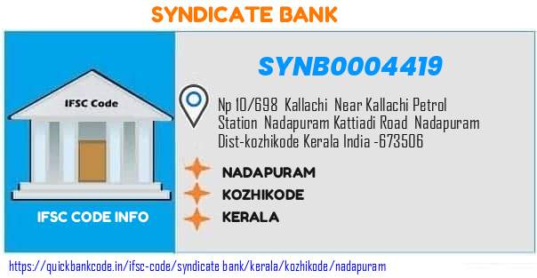 Syndicate Bank Nadapuram SYNB0004419 IFSC Code