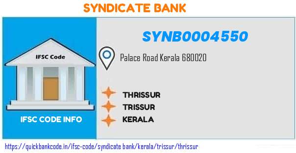 Syndicate Bank Thrissur SYNB0004550 IFSC Code