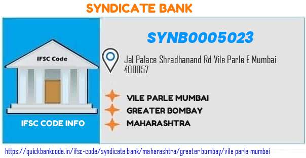 Syndicate Bank Vile Parle Mumbai SYNB0005023 IFSC Code