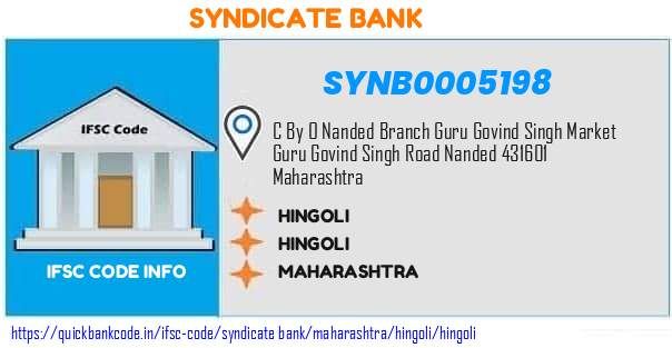 Syndicate Bank Hingoli SYNB0005198 IFSC Code