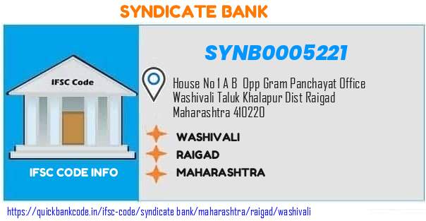 Syndicate Bank Washivali SYNB0005221 IFSC Code