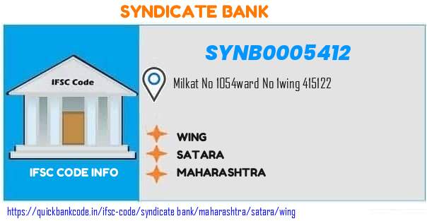 Syndicate Bank Wing SYNB0005412 IFSC Code