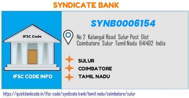 Syndicate Bank Sulur SYNB0006154 IFSC Code