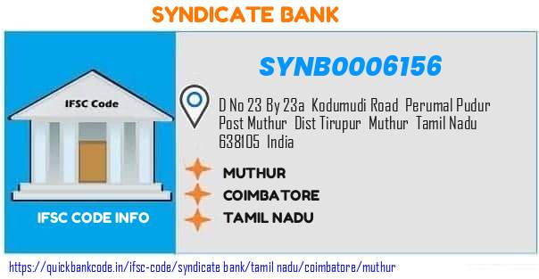 Syndicate Bank Muthur SYNB0006156 IFSC Code