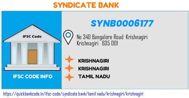 Syndicate Bank Krishnagiri SYNB0006177 IFSC Code