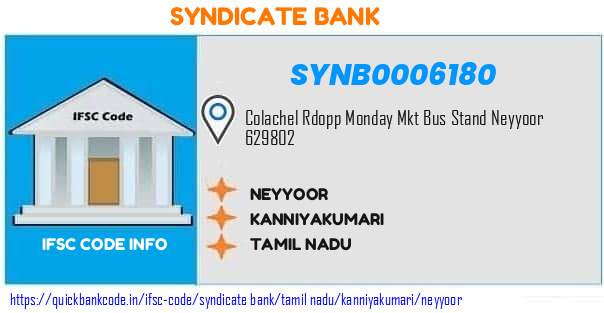 Syndicate Bank Neyyoor SYNB0006180 IFSC Code