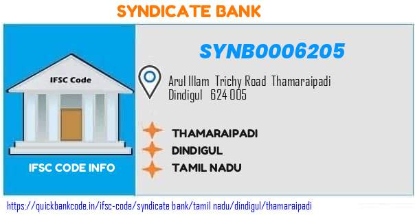 Syndicate Bank Thamaraipadi SYNB0006205 IFSC Code