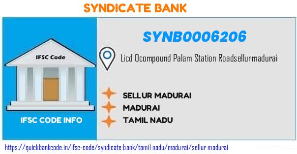 Syndicate Bank Sellur Madurai SYNB0006206 IFSC Code