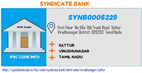 Syndicate Bank Sattur SYNB0006229 IFSC Code