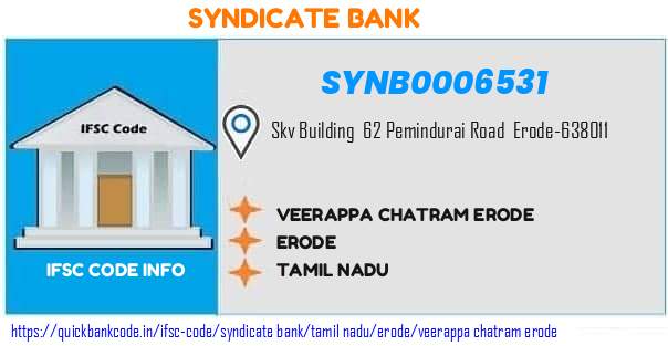 Syndicate Bank Veerappa Chatram Erode SYNB0006531 IFSC Code