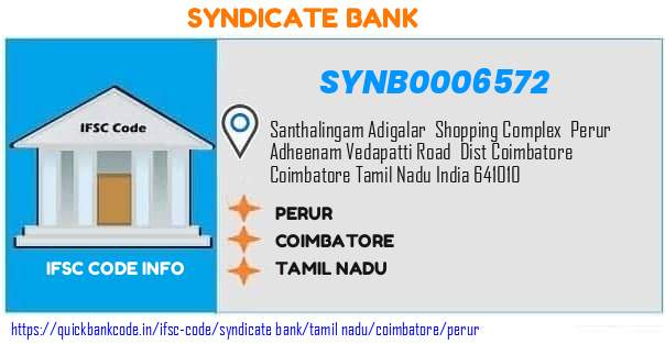Syndicate Bank Perur SYNB0006572 IFSC Code