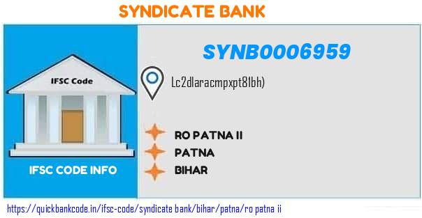 Syndicate Bank Ro Patna Ii SYNB0006959 IFSC Code