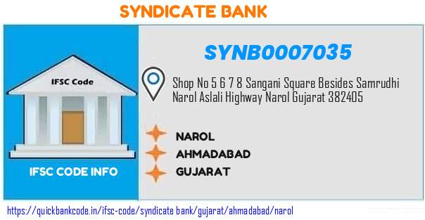 Syndicate Bank Narol SYNB0007035 IFSC Code