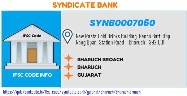 Syndicate Bank Bharuch Broach SYNB0007060 IFSC Code