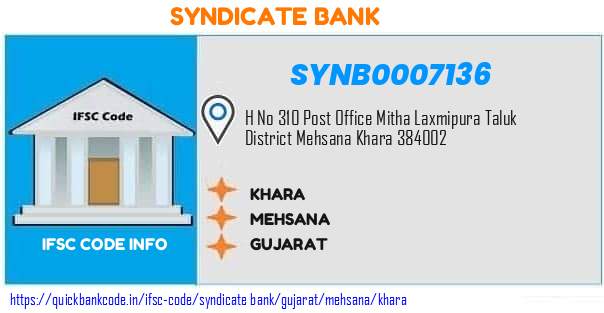 Syndicate Bank Khara SYNB0007136 IFSC Code