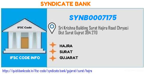 Syndicate Bank Hajra SYNB0007175 IFSC Code