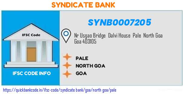 Syndicate Bank Pale SYNB0007205 IFSC Code