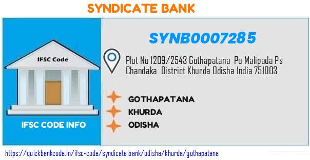 Syndicate Bank Gothapatana SYNB0007285 IFSC Code
